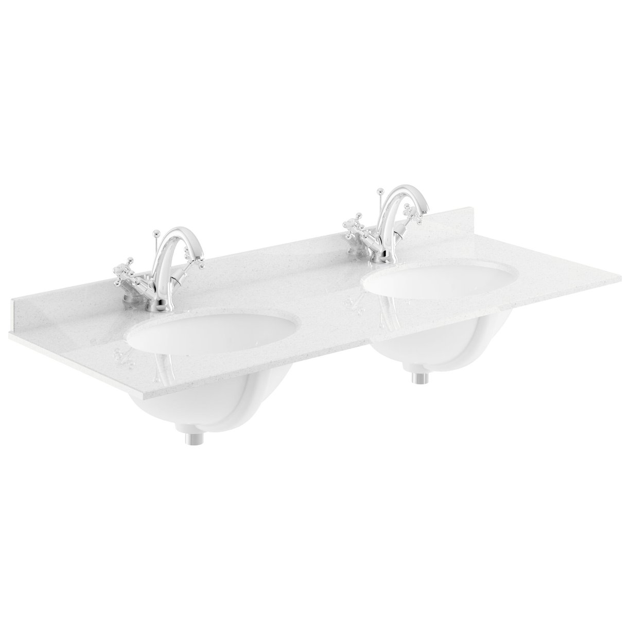 1200mm Oval Double Marble Top 1TH - White