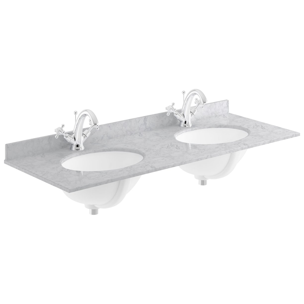 1200mm Oval Double Marble Top 1TH - Grey