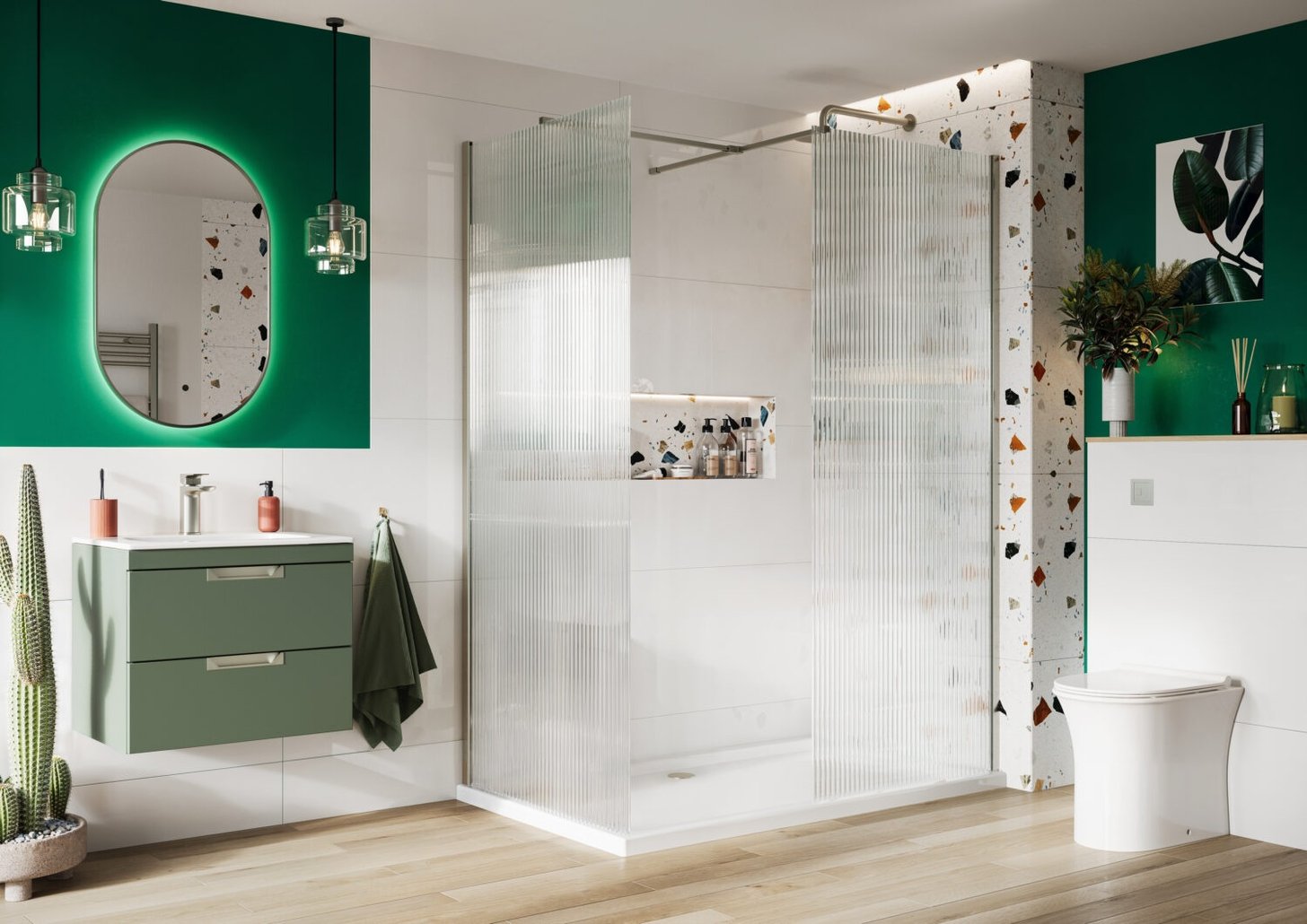 Forte 8mm Wetroom Screen with Bracing Bar 800mm