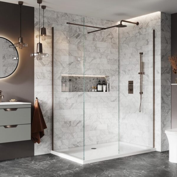 Forte 8mm Wetroom Screen with Bracing Bar 1200mm