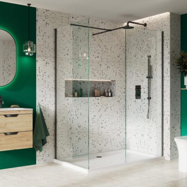 Forte 8mm Wetroom Screen with Bracing Bar 1100mm
