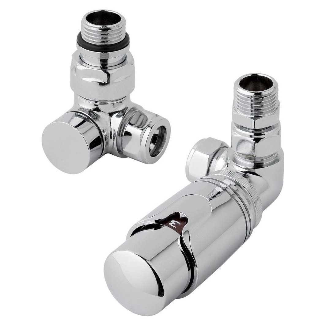 15mm Corner Thermostatic Radiator Valve & Lockshield Valve