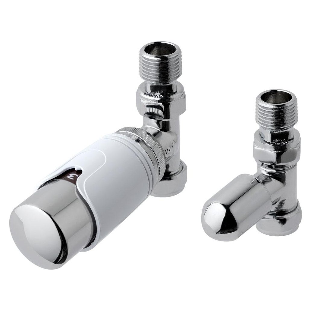 15mm Straight Thermostatic Radiator Valve and Lockshield Valve