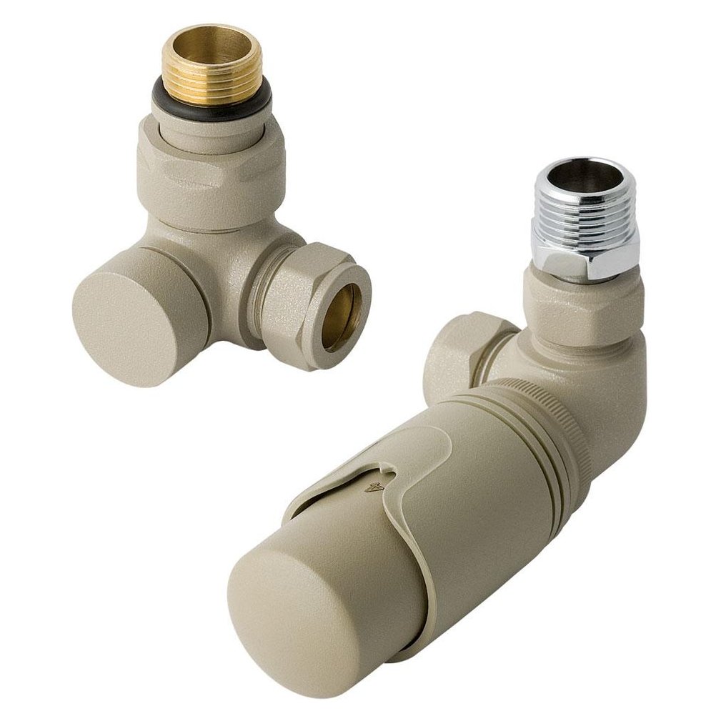 15mm Corner Thermostatic Radiator Valve & Lockshield Valve