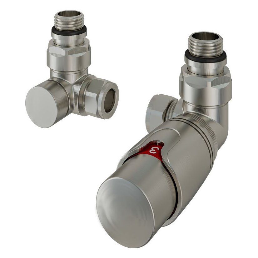 15mm Corner Thermostatic Radiator Valve & Lockshield Valve