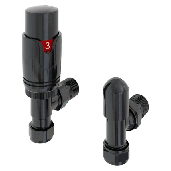 15mm Angled Thermostatic Radiator Valve and Lockshield Valve