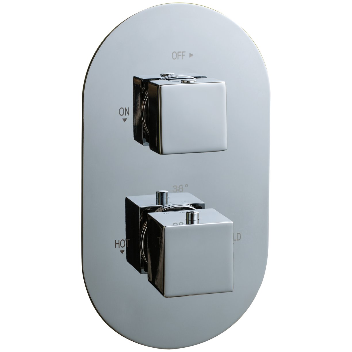 Oban Dual Flow Concealed Shower Valve with Oval Faceplate & Square Handles