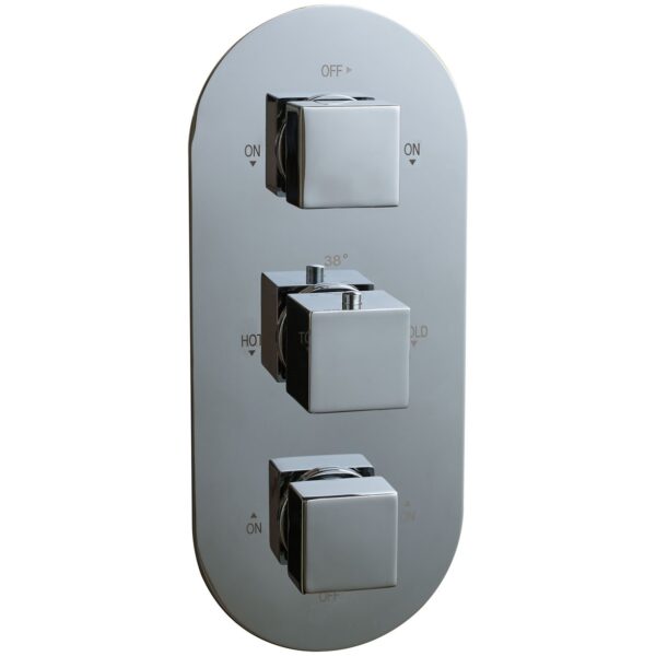 Oban Triple Flow Concealed Shower Valve with Oval Faceplate & Square Handles