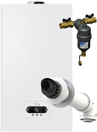 Vokera Excel i 30kw Boiler & Flue + 22mm Inline, Compact Magnetic Flue