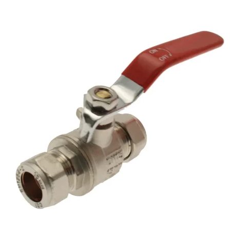 22mm Lever Ball Valve - Red Handle