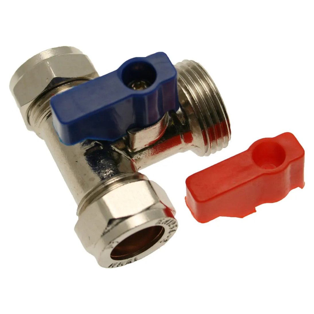 15mm x ¾" Tee Washing Machine Valve Chrome Plated