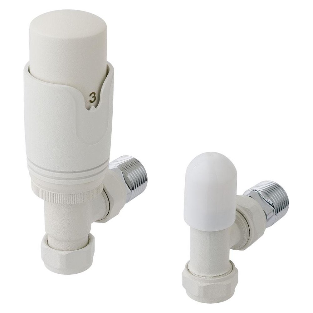 15mm Angled Thermostatic Radiator Valve and Lockshield Valve