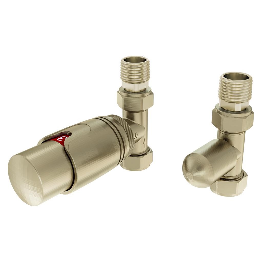 15mm Straight Thermostatic Radiator Valve and Lockshield Valve