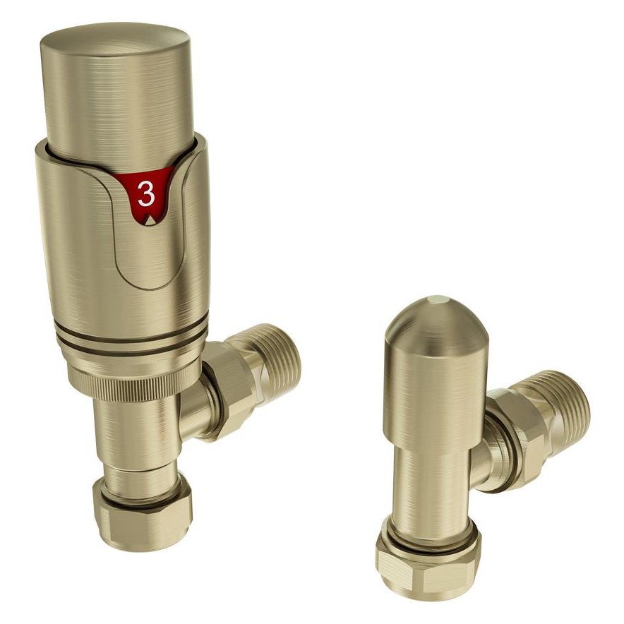15mm Angled Thermostatic Radiator Valve and Lockshield Valve