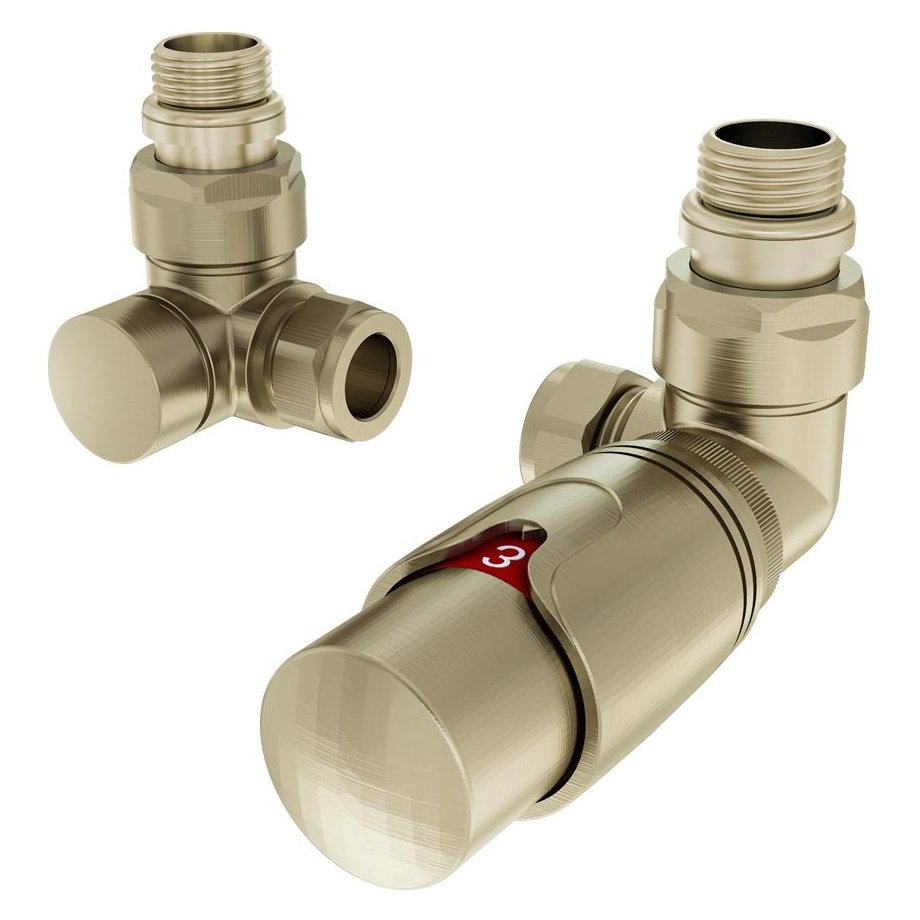 15mm Corner Thermostatic Radiator Valve and Lockshield Valve