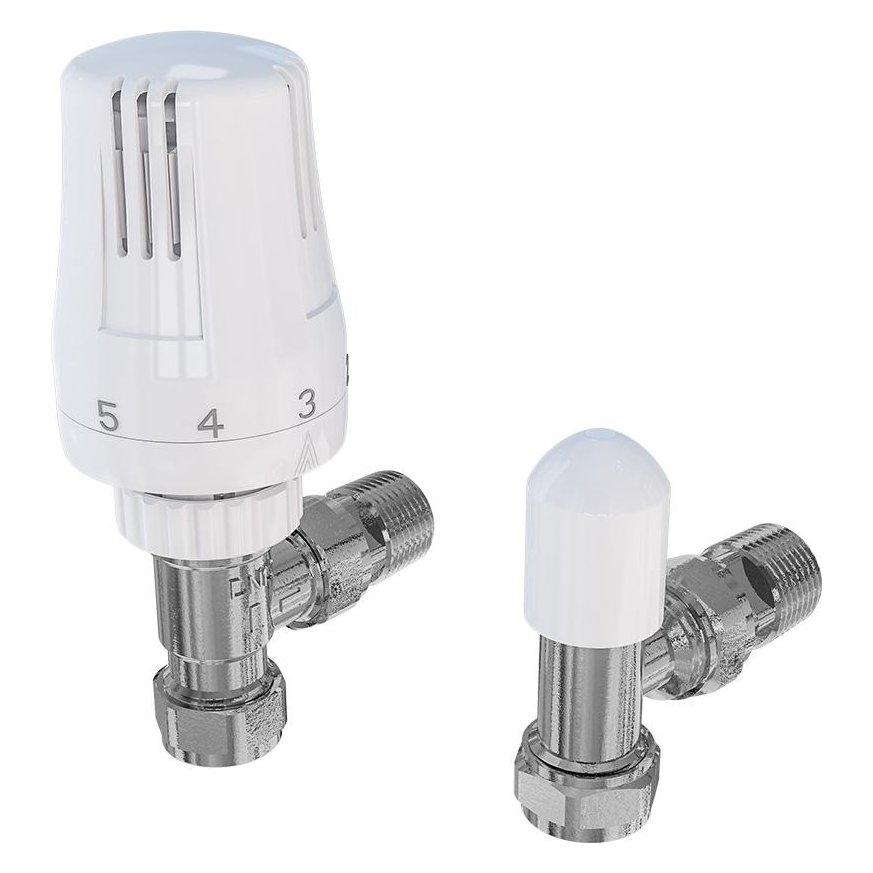 15mm Angled Thermostatic Radiator Valve and Lockshield Valve