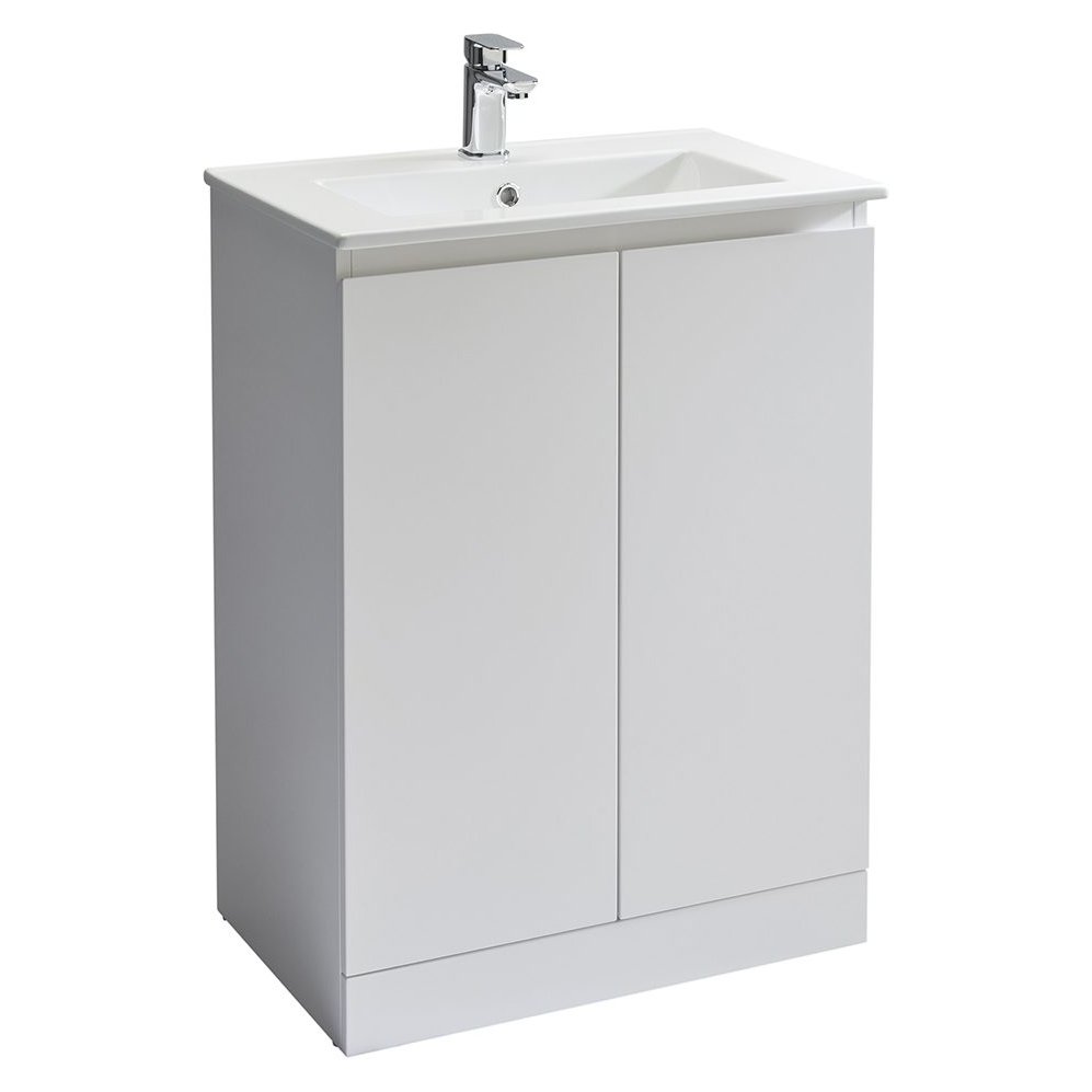Rothes 600 Floor Standing Slim 2-Door Vanity Unit with Ceramic Basin
