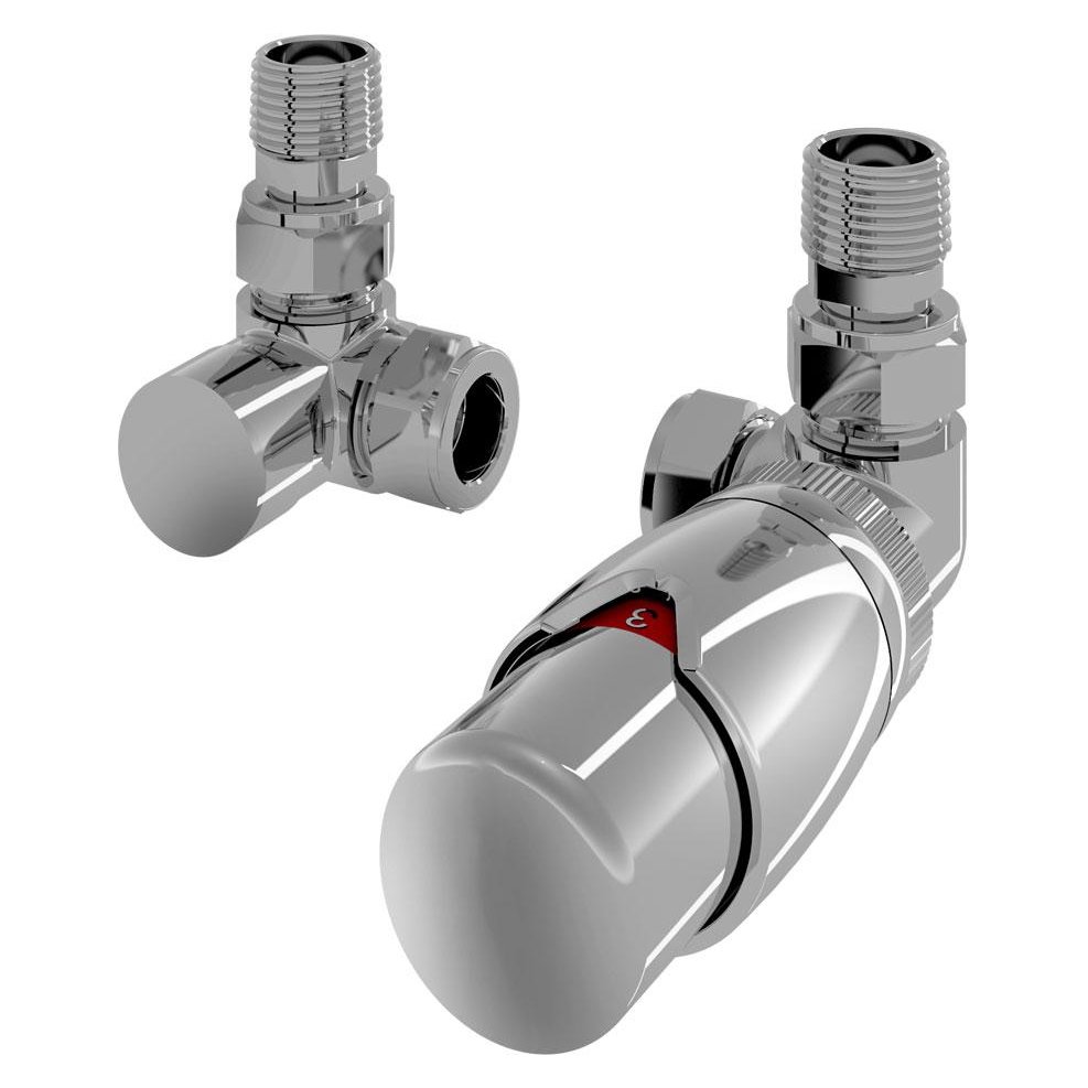 15mm Corner Designer Thermostatic Radiator Valve with Lockshield