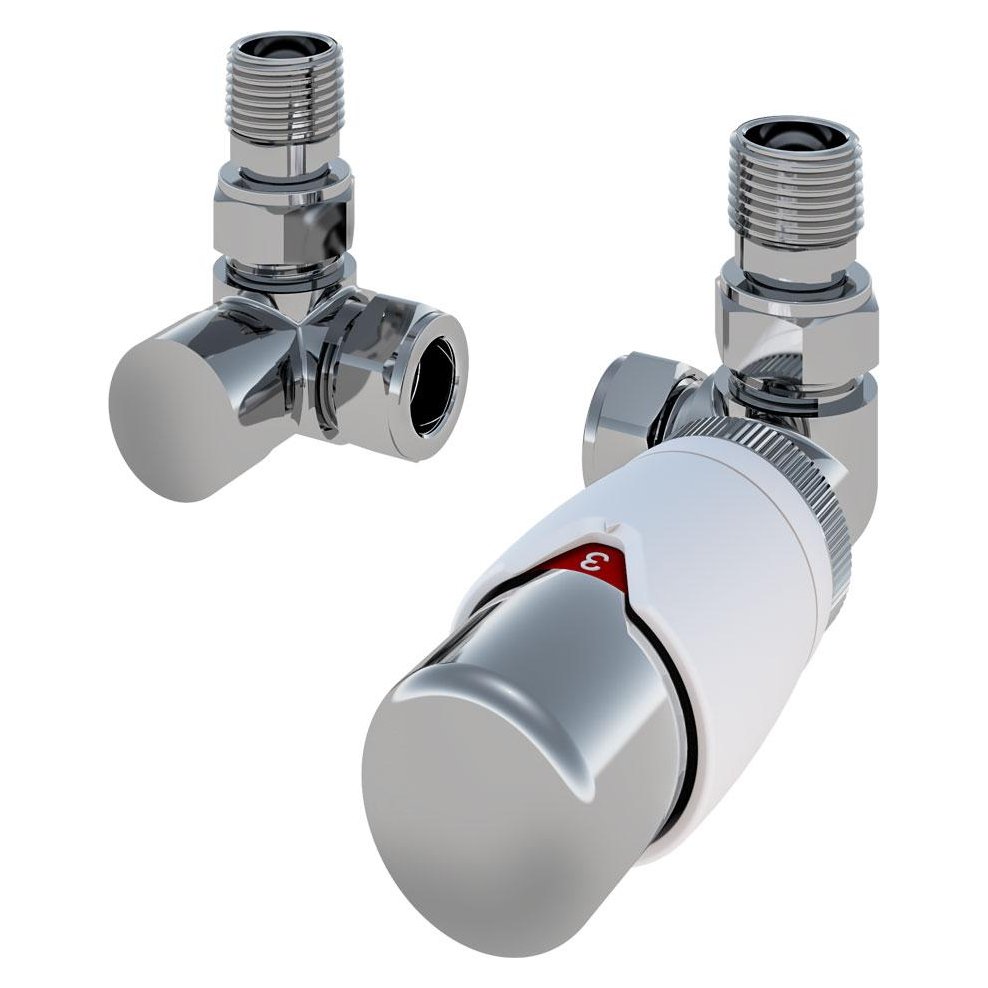 15mm Corner Designer Thermostatic Radiator Valve with Lockshield