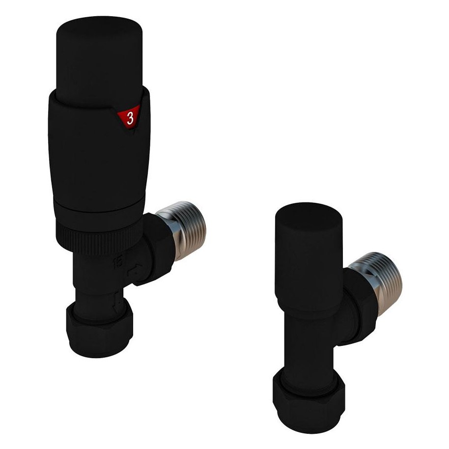 15mm Angled Designer Thermostatic Radiator Valve with Lockshield
