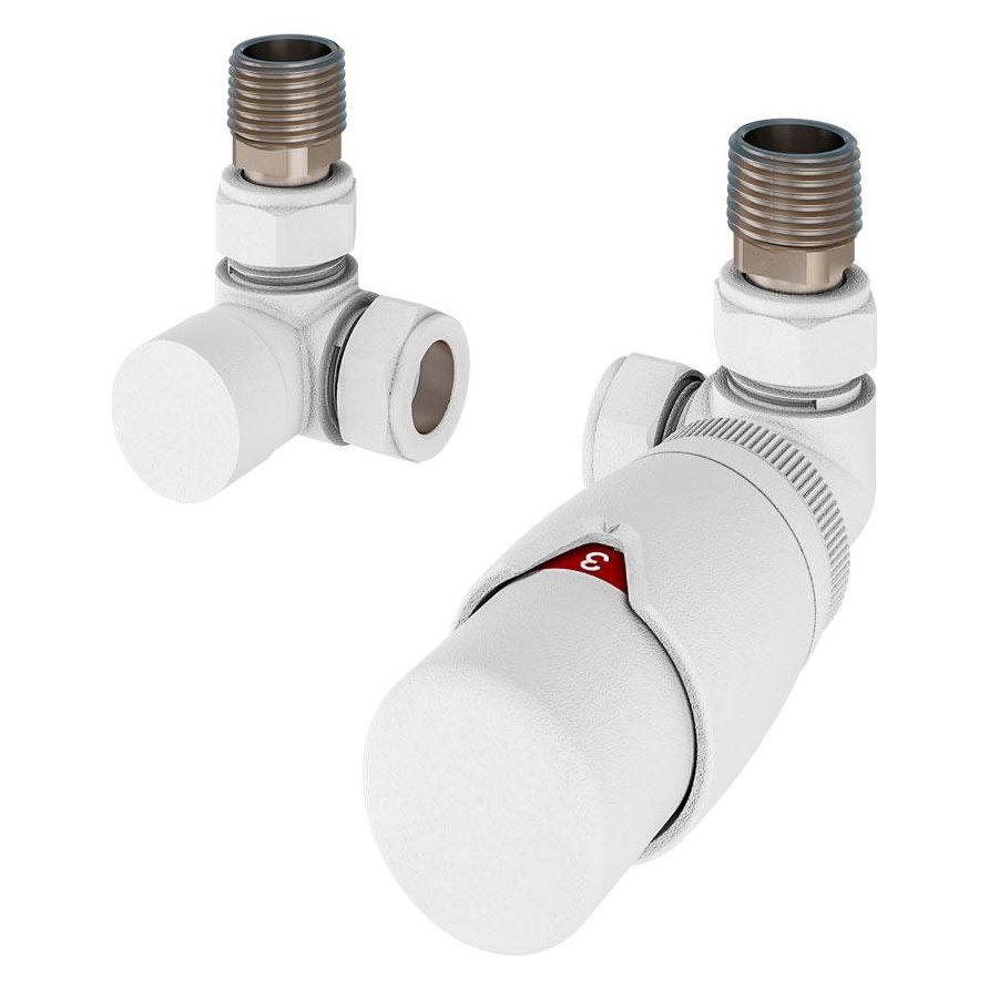 15mm Corner Designer Thermostatic Radiator Valve with Lockshield