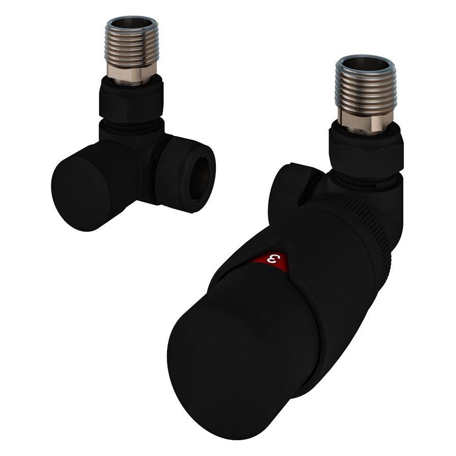 15mm Corner Designer Thermostatic Radiator Valve with Lockshield