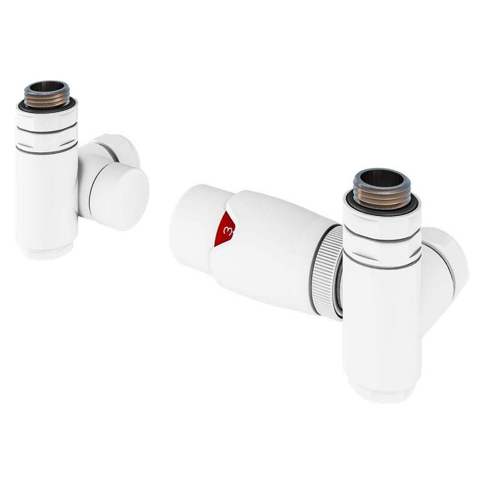 15mm Corner Dual Fuel Thermostatic Radiator Valve & Lockshield Valve