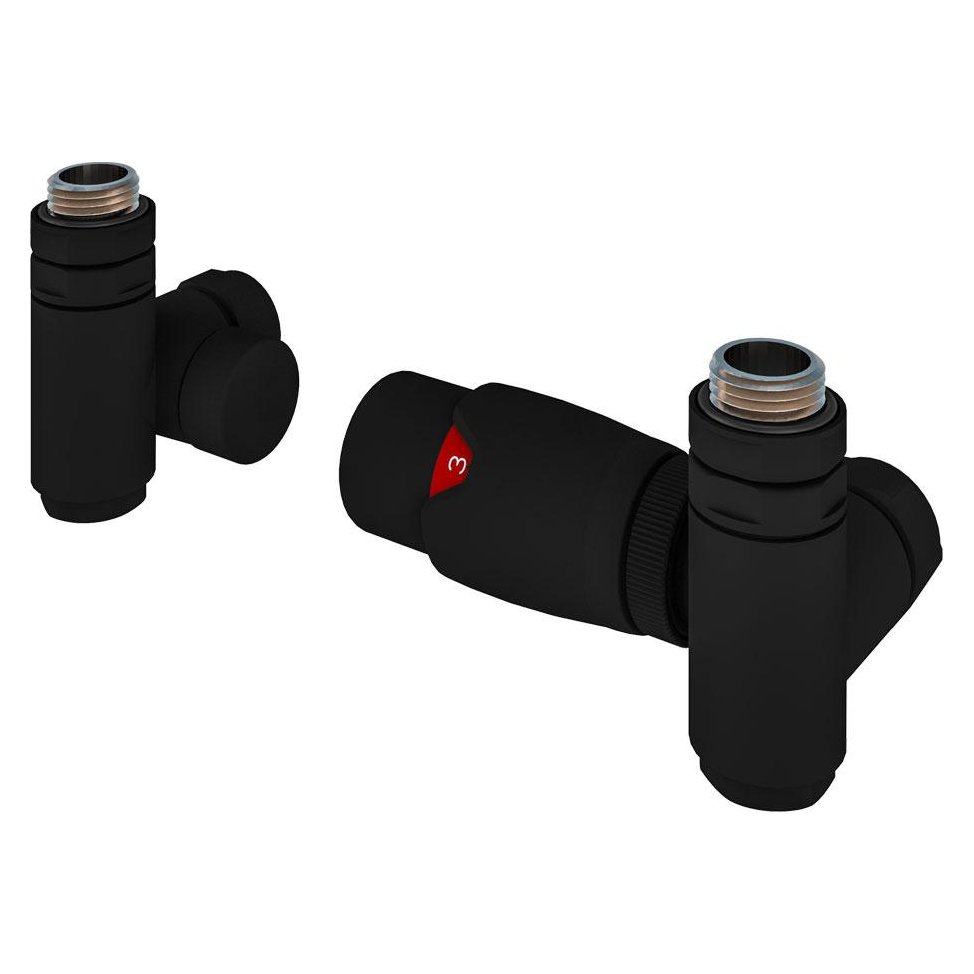 15mm Corner Dual Fuel Thermostatic Radiator Valve & Lockshield Valve
