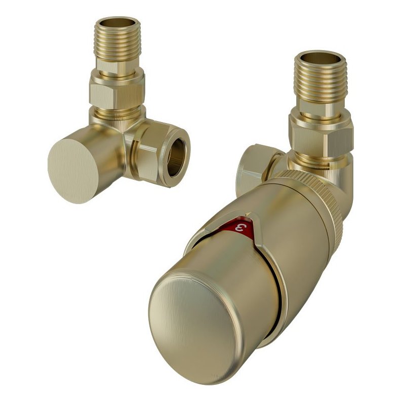 15mm Corner Thermostatic Radiator Valve and Lockshield Valve
