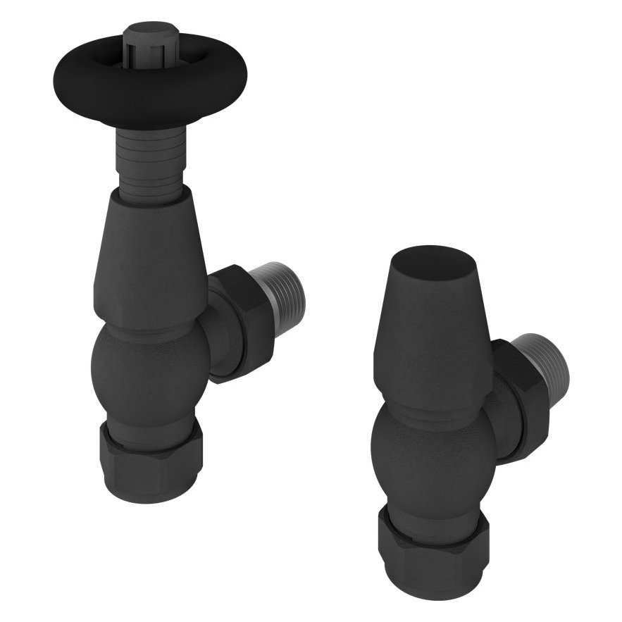 15mm Angled Traditional Thermostatic Radiator Valve with Lockshield