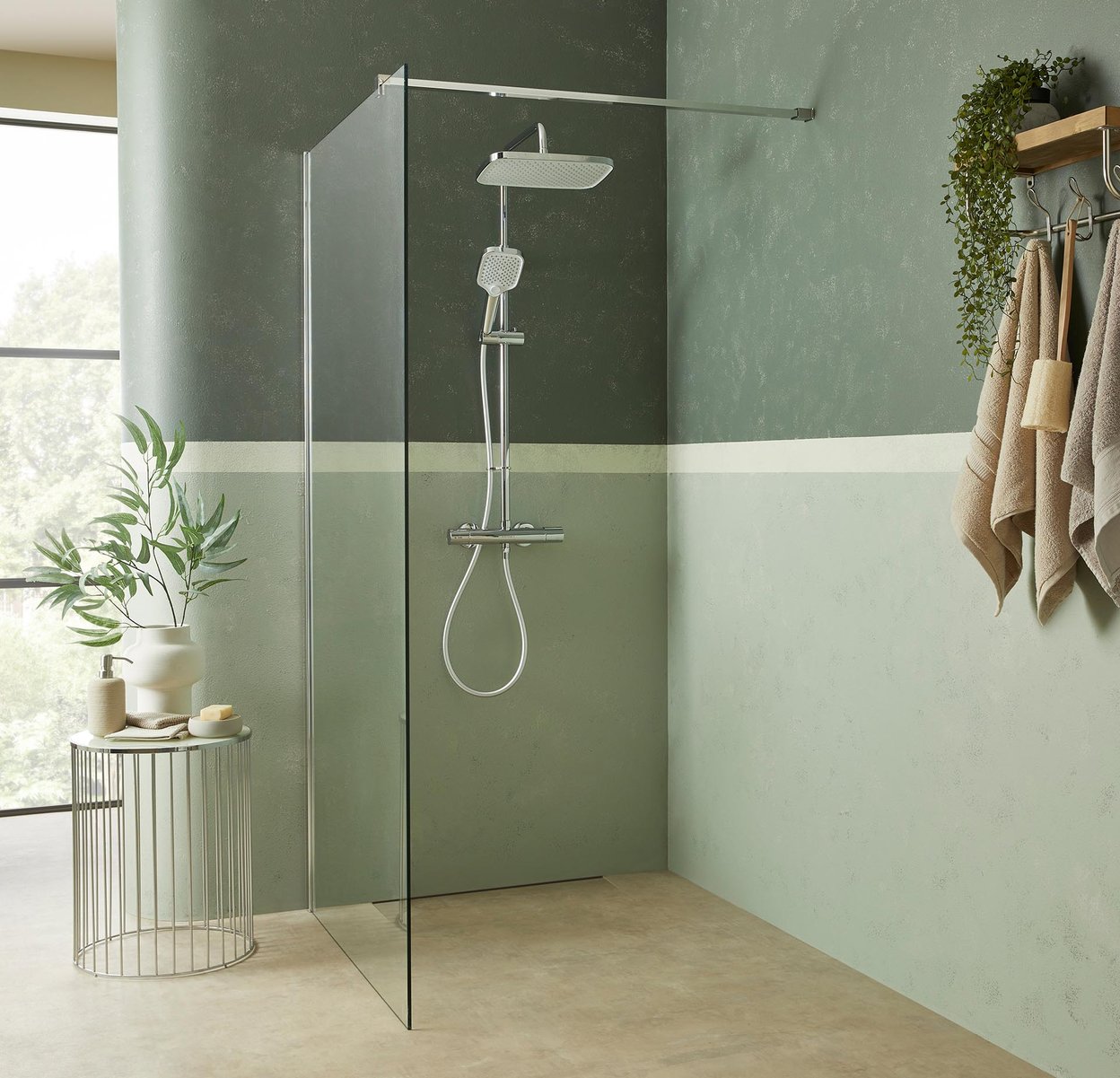 Talla 8mm Wetroom Screen with Bracing Bar 500mm