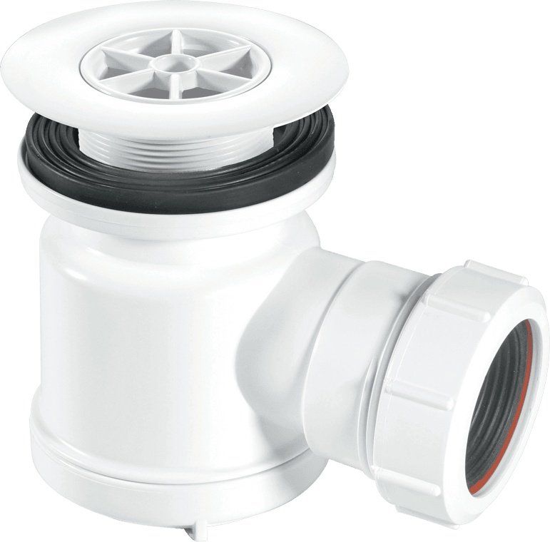 1½" x 19mm Seal Shower Trap 85mm White Grating