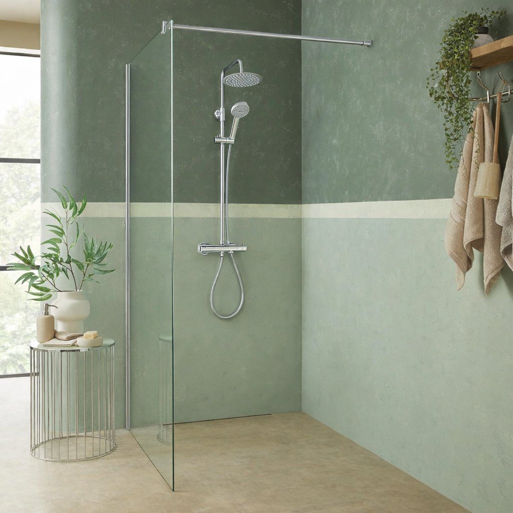 Katrine 8mm Wetroom Screen with Profile Pack & Bracing Bar 600mm