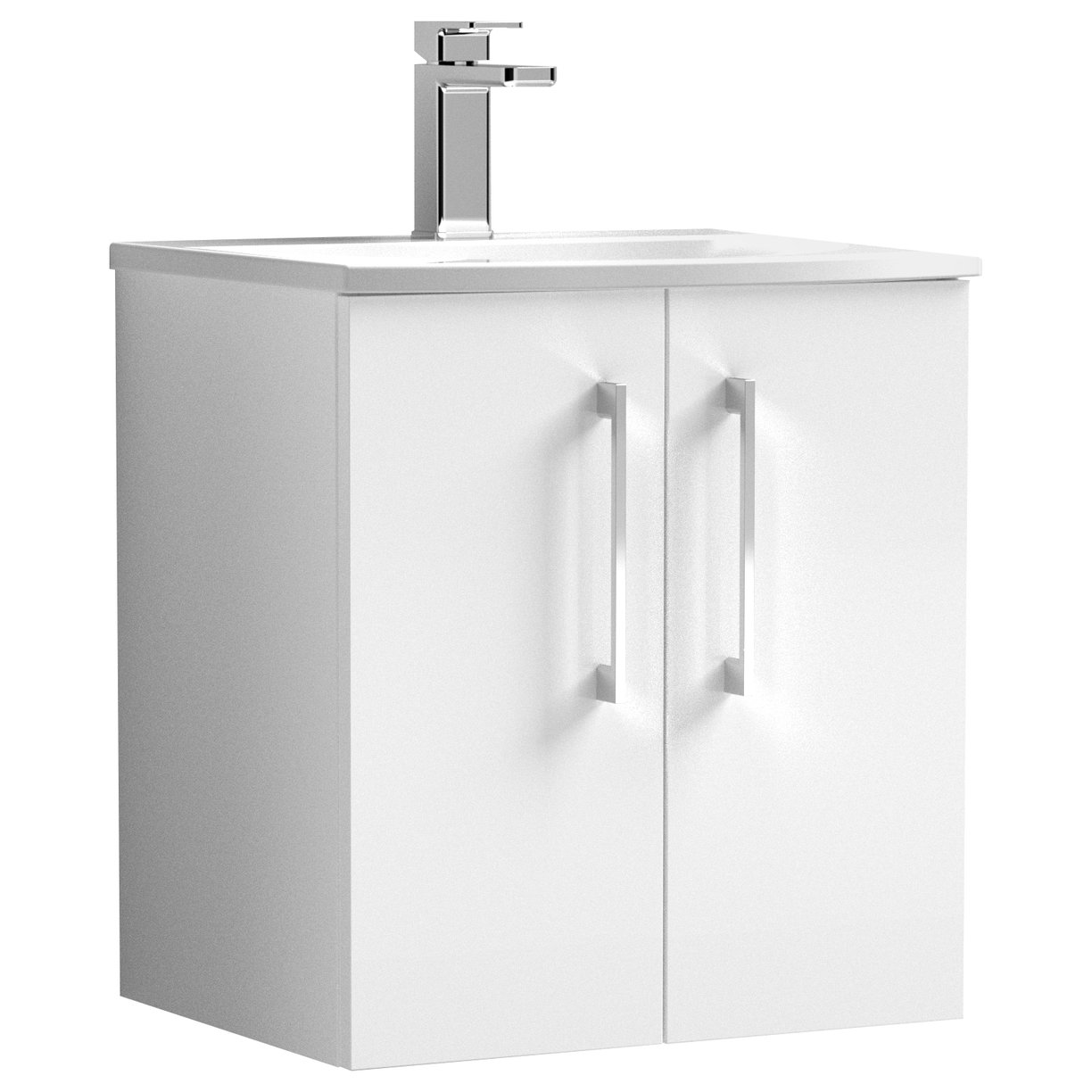 Arno 500mm Wall Hung 2-Door Vanity Unit & Curved Ceramic Basin