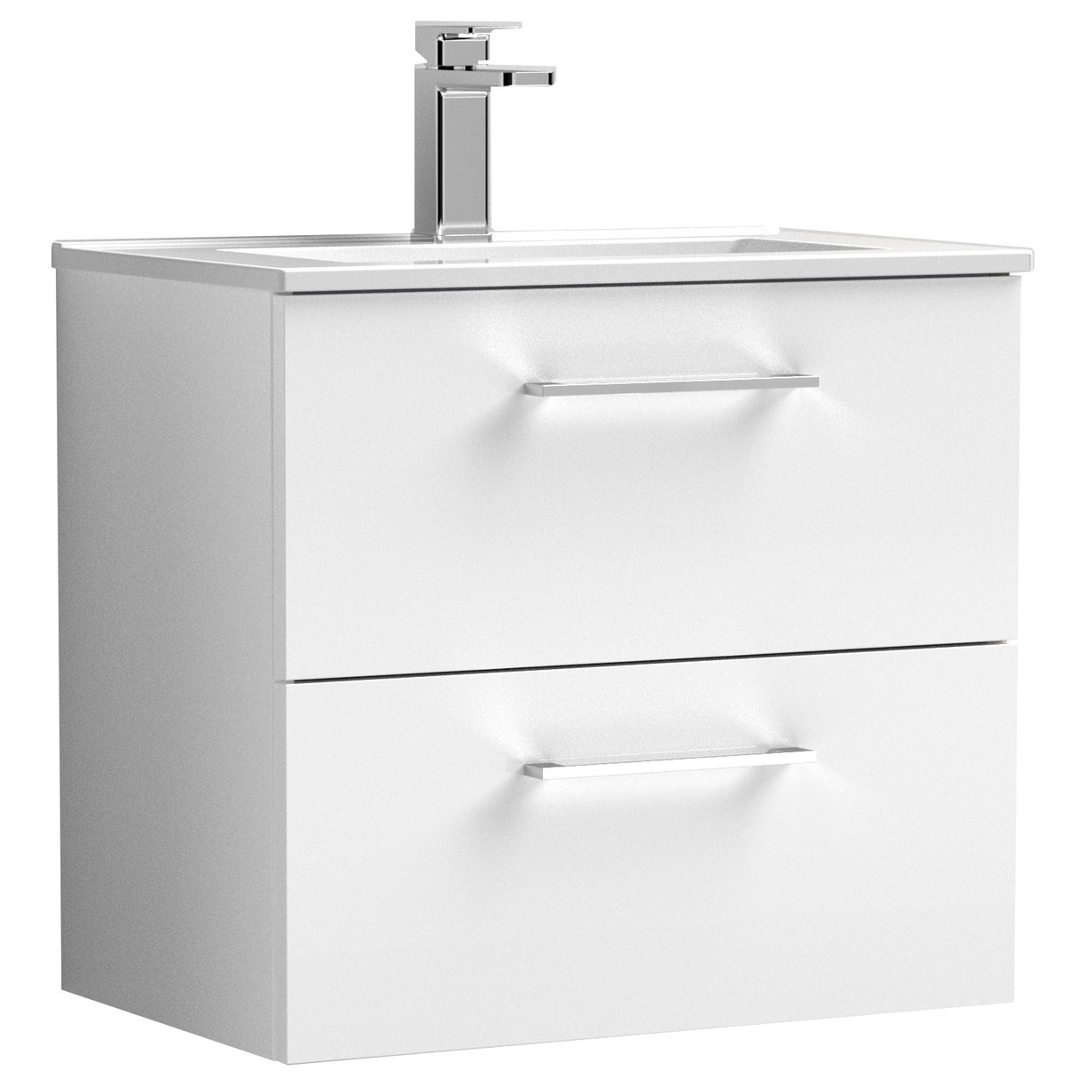 Arno 600mm Wall Hung 2-Drawer Vanity Unit & Minimalist Ceramic Basin