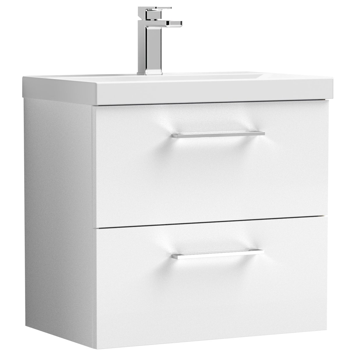 Arno 600mm Wall Hung 2-Drawer Vanity Unit & Thin-Edge Ceramic Basin
