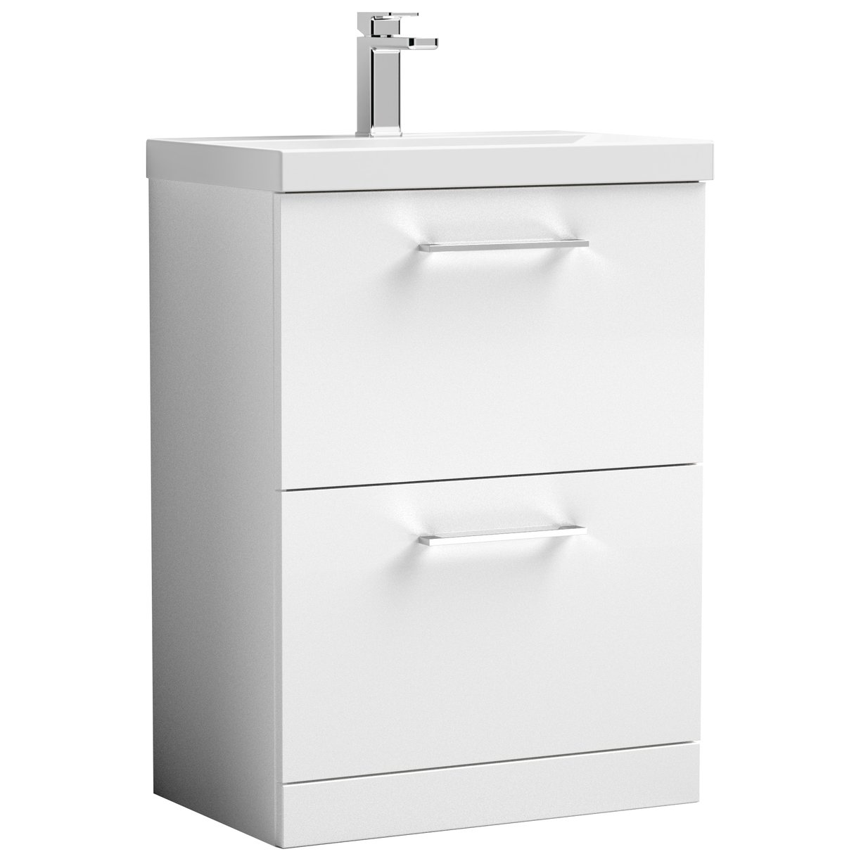 Arno 600mm Floor Standing 2-Drawer Vanity Unit & Mid-Edge Ceramic Basin