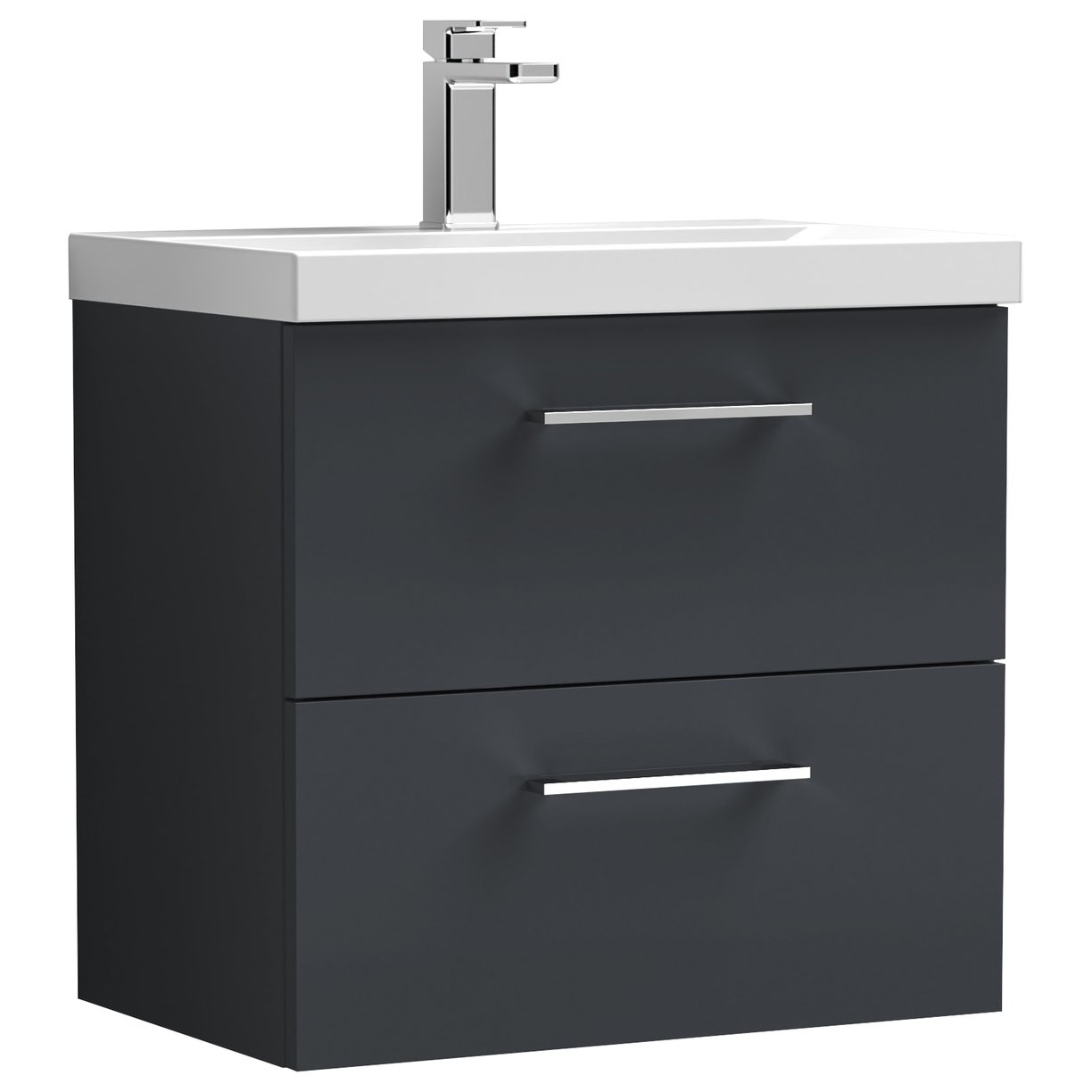 Arno 600mm Wall Hung 2-Drawer Vanity Unit & Mid-Edge Ceramic Basin