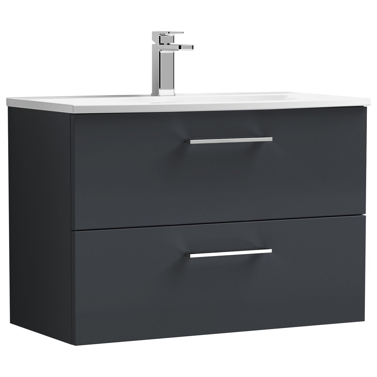 Arno 800mm Wall Hung 2-Drawer Vanity Unit & Curved Ceramic Basin