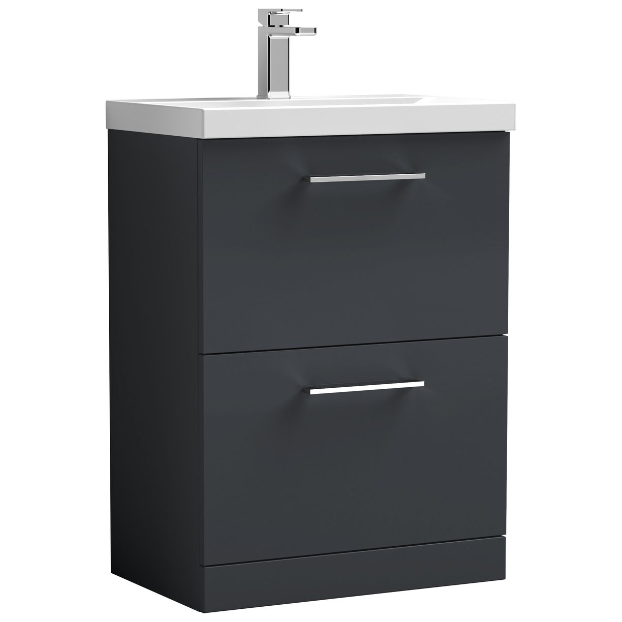Arno 600mm Floor Standing 2-Drawer Vanity Unit & Mid-Edge Ceramic Basin