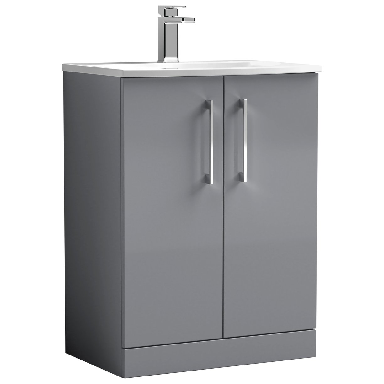 Arno 600mm Floor Standing 2-Door Vanity Unit & Curved Ceramic Basin