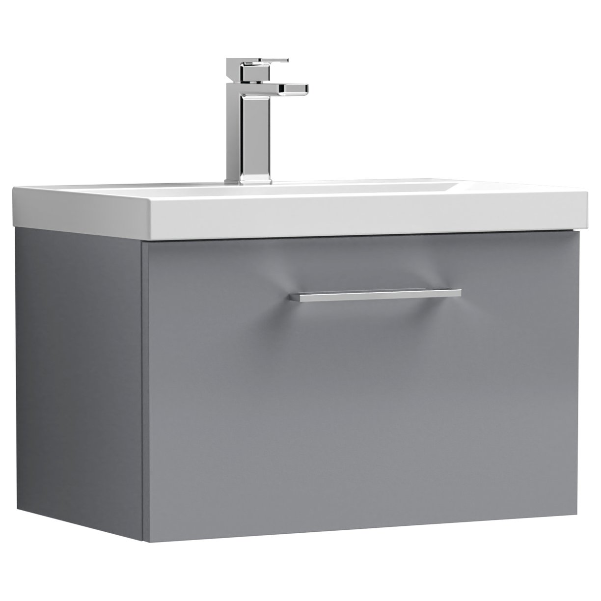Arno 600mm Wall Hung 1-Drawer Vanity Unit & Mid-Edge Ceramic Basin
