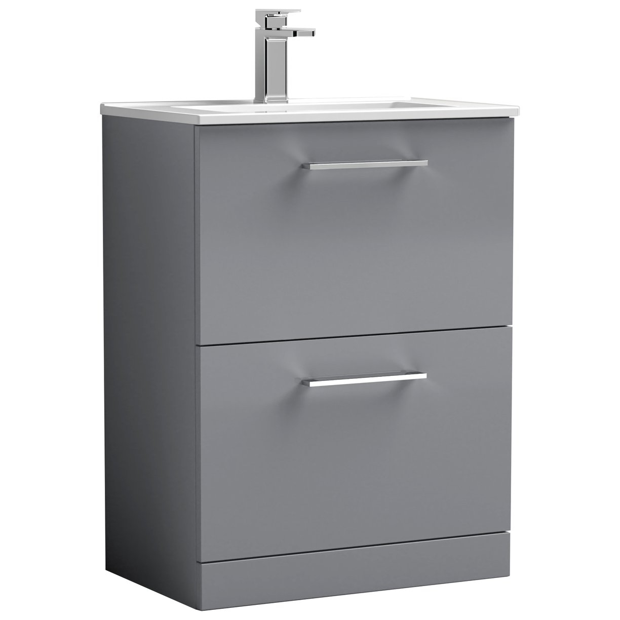 Arno 600mm Floor Standing 2-Drawer Vanity Unit & Minimalist Ceramic Basin