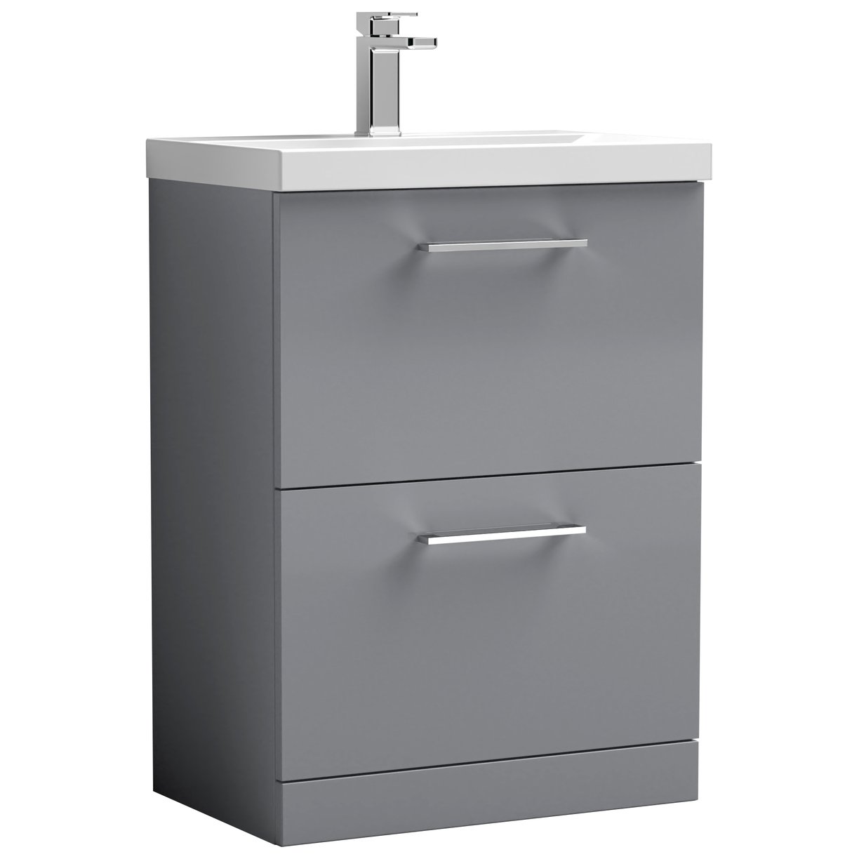 Arno 600mm Floor Standing 2-Drawer Vanity Unit & Thin-Edge Ceramic Basin