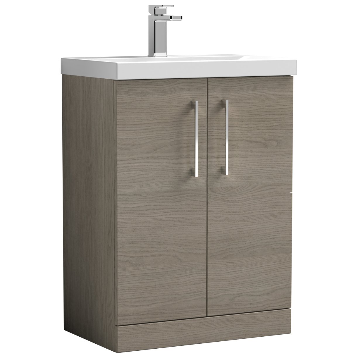 Arno 600mm Floor Standing 2-Door Vanity Unit & Mid-Edge Ceramic Basin