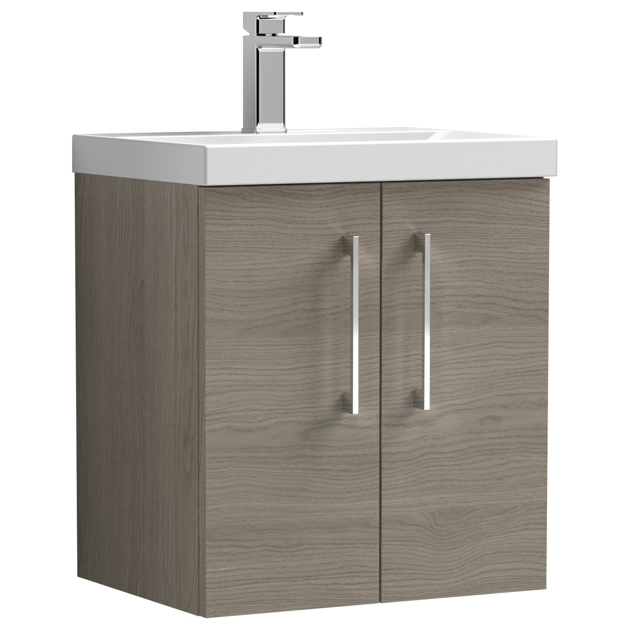 Arno 500mm Wall Hung 2-Door Vanity Unit & Mid-Edge Ceramic Basin