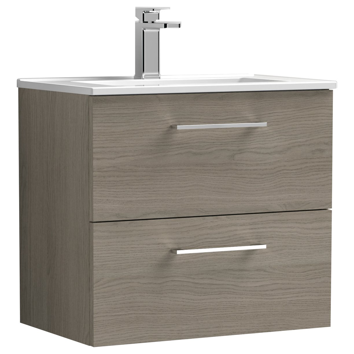 Arno 600mm Wall Hung 2-Drawer Vanity Unit & Minimalist Ceramic Basin
