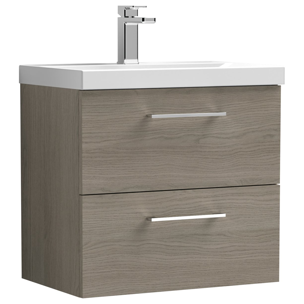 Arno 600mm Wall Hung 2-Drawer Vanity Unit & Thin-Edge Ceramic Basin