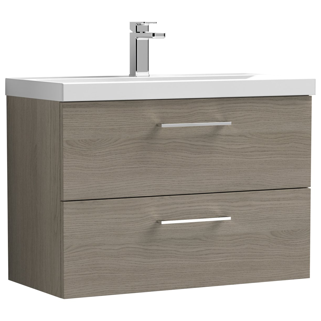 Arno 800mm Wall Hung 2-Drawer Vanity Unit & Thin-Edge Ceramic Basin