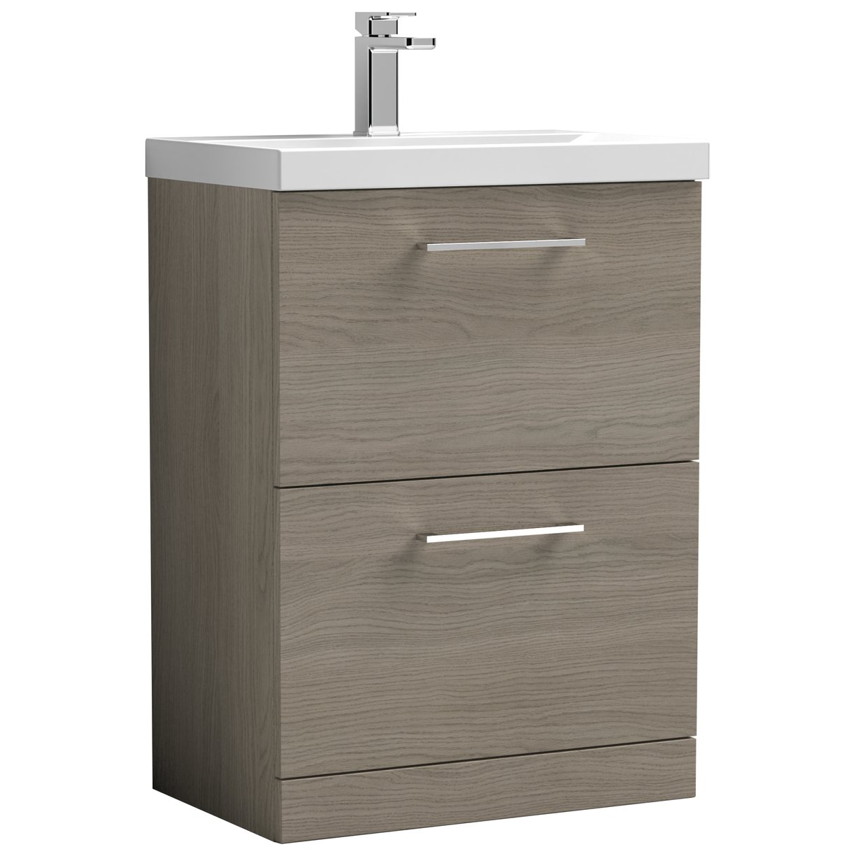 Arno 600mm Floor Standing 2-Drawer Vanity Unit & Thin-Edge Ceramic Basin